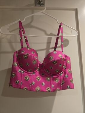 L'agence Pink Silk Padded Bra Top
